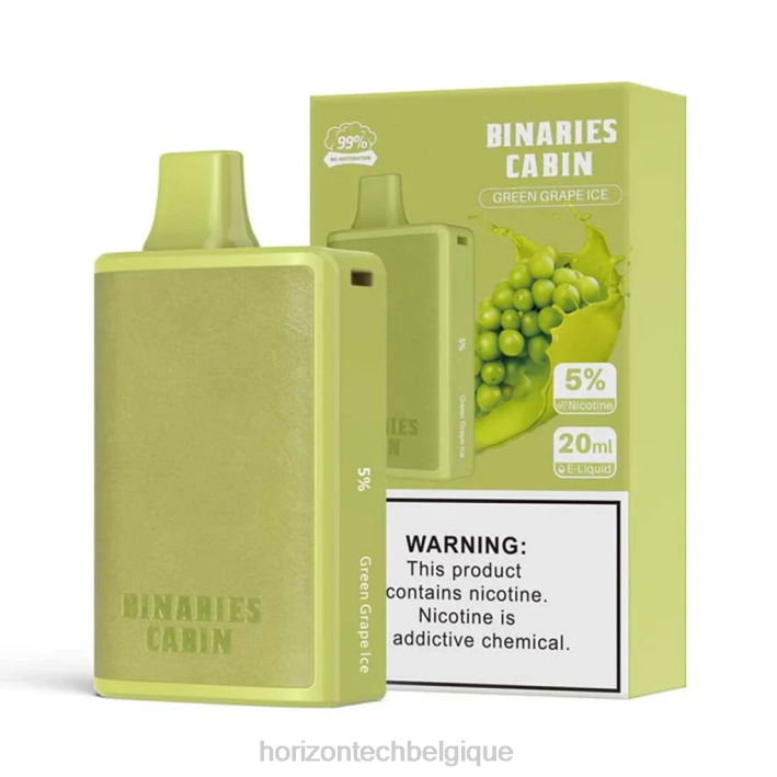 HorizonTech Binaries Cabin jetable 20ml glace aux raisins verts 66D257 | Horizontech Vape