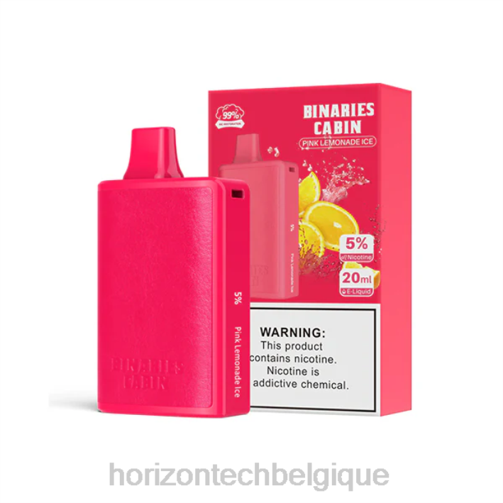 HorizonTech Binaries Cabin jetable 20ml glace à la limonade rose 66D267 | Horizontech Vape