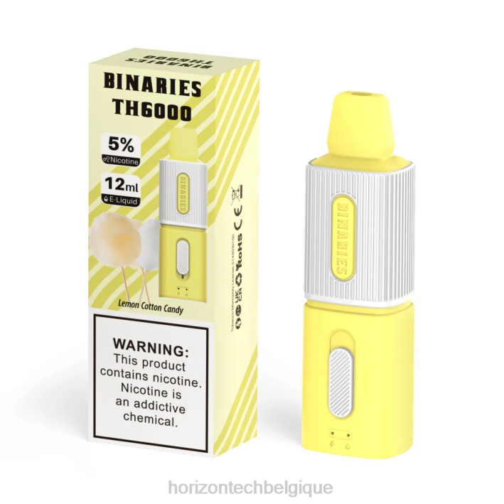 HorizonTech Binaries Cabin th6000 jetable 12ml barbe à papa au citron 66D2100 | Horizon Tech Vape