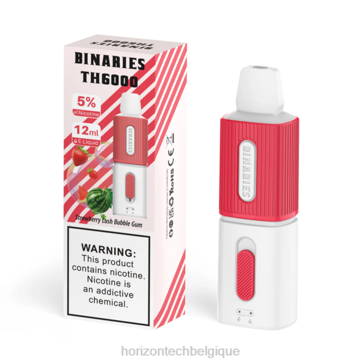 HorizonTech Binaries Cabin th6000 jetable 12ml bubble-gum luxuriant à la fraise 66D2117 | Horizontech Vape