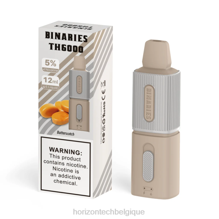 HorizonTech Binaries Cabin th6000 jetable 12ml caramel au beurre 66D2103 | Horizontech Vape Belgique