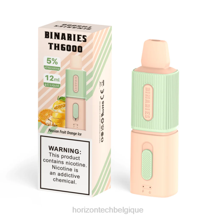HorizonTech Binaries Cabin th6000 jetable 12ml glace à l'orange aux fruits de la passion 66D2112 | Horizontech Bruxelles