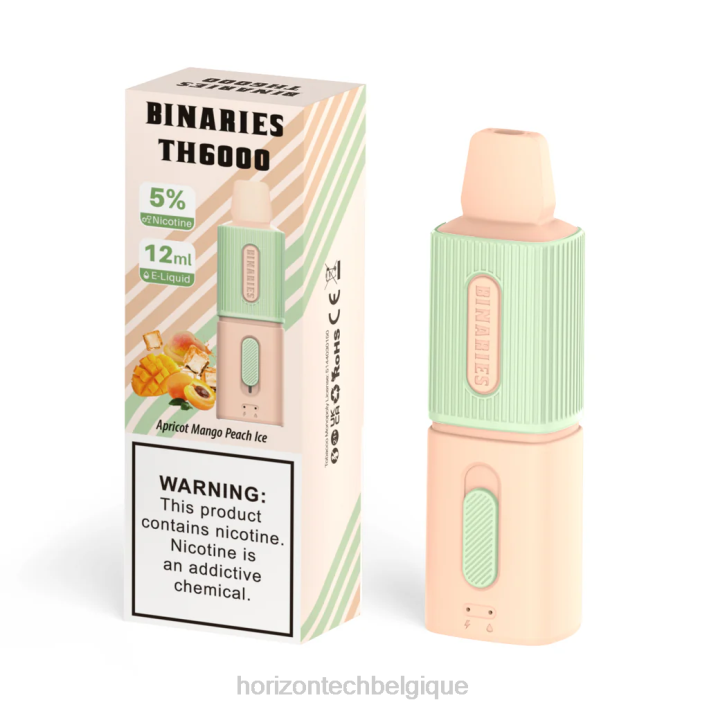 HorizonTech Binaries Cabin th6000 jetable 12ml glace à la pêche, à la mangue et à l'abricot 66D2104 | Horizon Tech Company